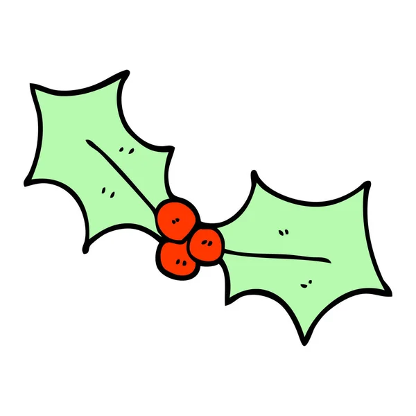 Kreslený Doodle Christmas Holly — Stockový vektor