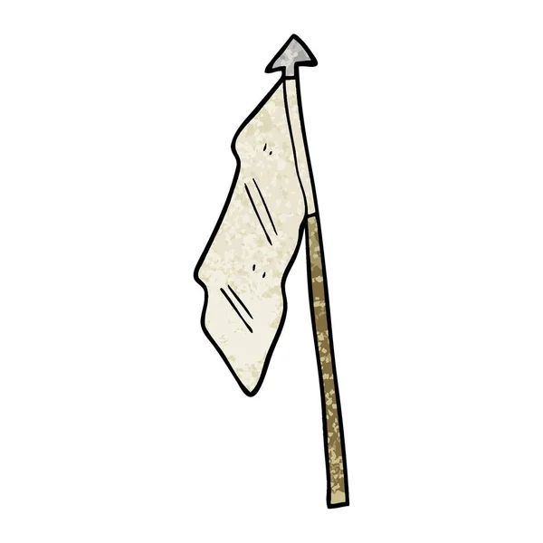 Grunge Textured Illustration Cartoon White Flag — Stock Vector