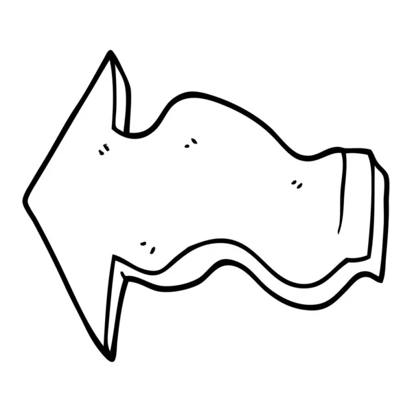 Line Drawing Cartoon Pointing Arrow — Stock Vector