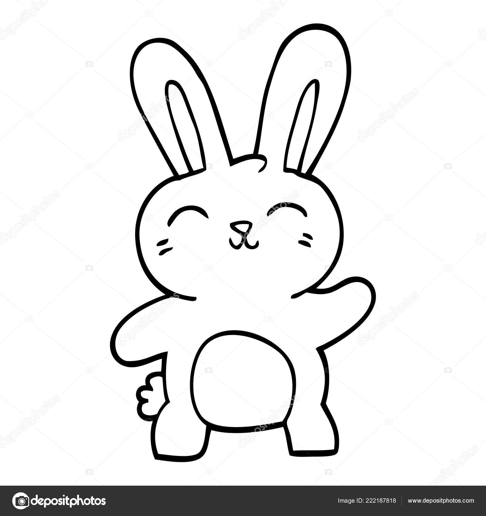 Line Drawing Cartoon Cute Bunny Stock Vector Image by ©lineartestpilot  #222187818