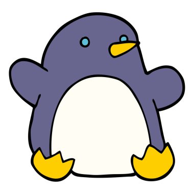 Doodle yılbaşı penguen karikatür