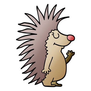 çizgi film doodle dikenli kirpi