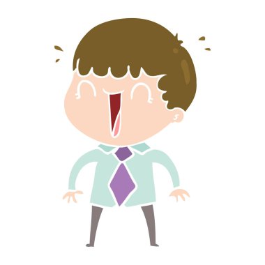 düz renk tarzı çizgi film adam gömlek ve kravat