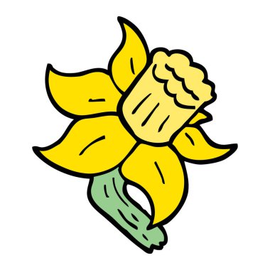 çizilmiş doodle tarzı çizgi film nergis el