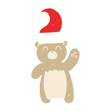 oyuncak ayı sallayarak düz renk illüstrasyon