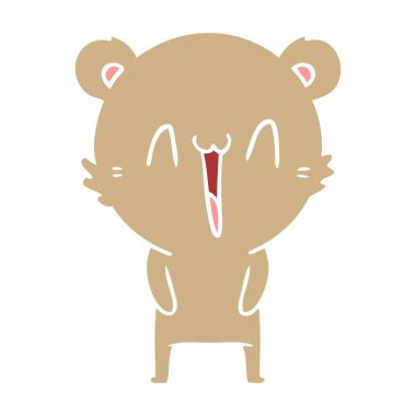 mutlu ayı düz renk stil çizgi film