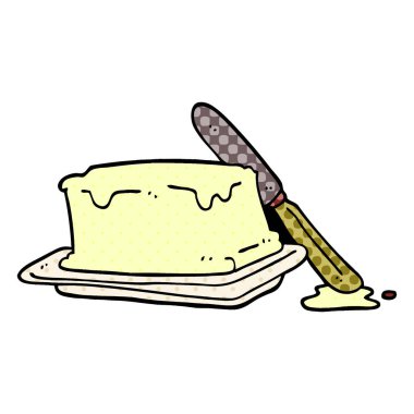 çizgi film doodle tereyağı ve bıçak