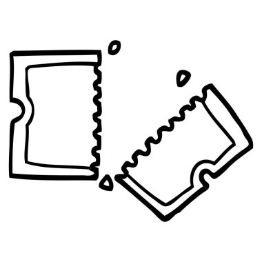 siyah beyaz çizgi film sinema bileti