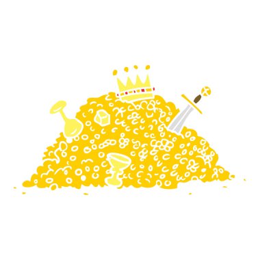 düz renk tarzı çizgi film yığın hazine