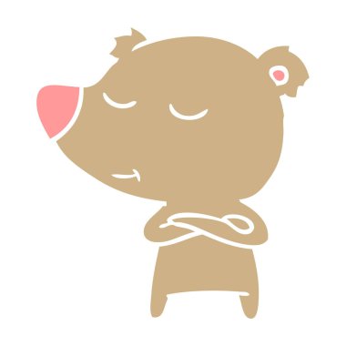 mutlu düz renk tarzı çizgi film ayı