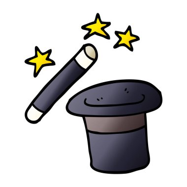 çizgi film doodle büyücüler şapka ve değnek