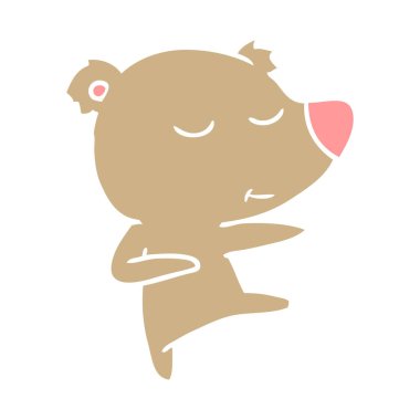 dans mutlu düz renk tarzı çizgi film ayı