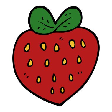 çizgi film doodle çilek, vektör çizim 