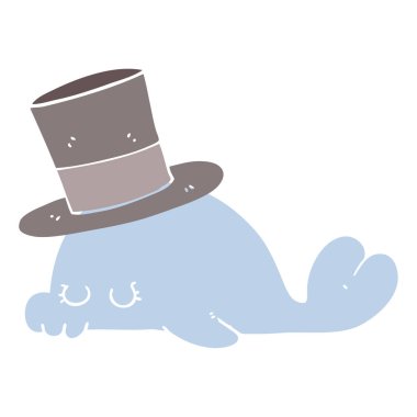 sevimli düz renk tarzı çizgi film yunus