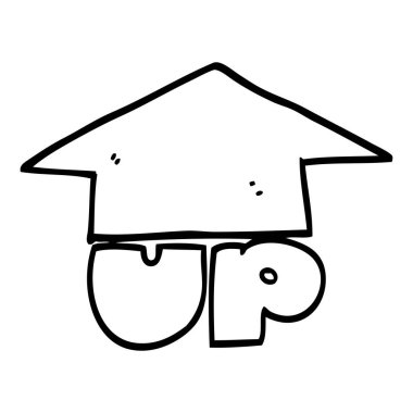 yukarı ok siyah beyaz çizgi film