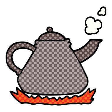 çizgi roman tarzı çizgi film çaydanlık ocakta