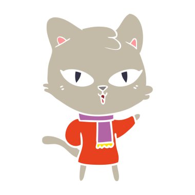 düz renk stil karikatür kedi