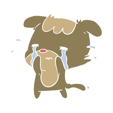 düz renk stil karikatür üzgün köpek