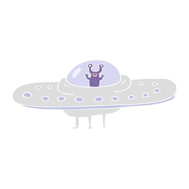 uçan daire düz renkli çizimi