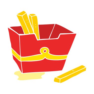 düz renk tarzı çizgi film kutusu patates kızartması