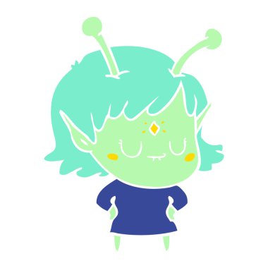 düz renk tarzı çizgi film yabancı kız