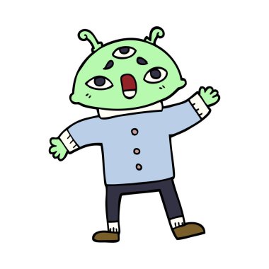 çizgi film doodle uzaylı uzay adamı