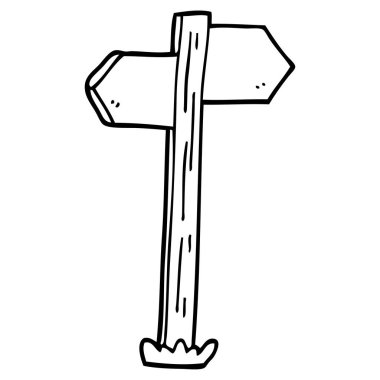 çizim karikatür yön işareti mesajını boyalı.