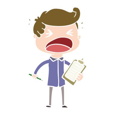 düz renk tarzı çizgi film bağırarak satıcısı