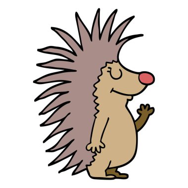 çizgi film doodle dikenli kirpi