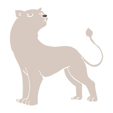 düz renk tarzı çizgi film dişi aslan