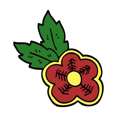 çizgi film doodle gül dövme sembolü