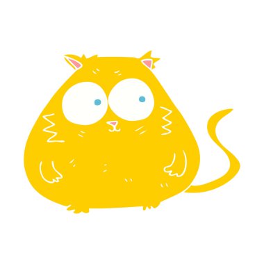 şişman kedi düz renkli çizimi