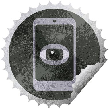 cep telefonu grafik vektör çizim etiket damga yuvarlak izlerken