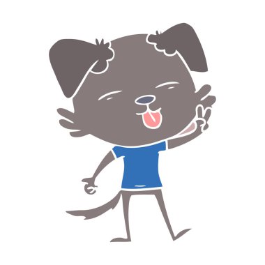 dilini düz renk stil karikatür köpek