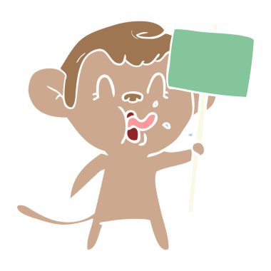 deli düz renk stil karikatür maymun işareti ile 