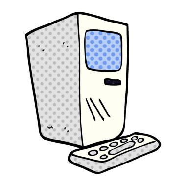 çizgi film doodle ofis bilgisayarı