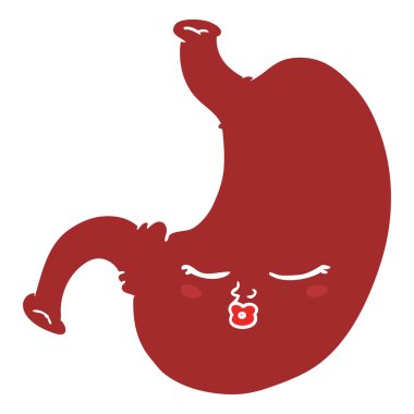 düz renk tarzı çizgi film mide