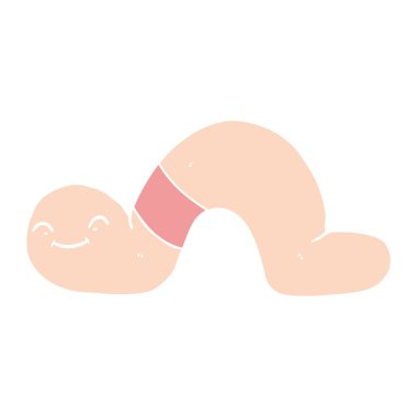 düz renk tarzı çizgi film solucan