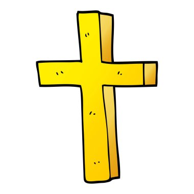 altın bir haç karikatür doodle