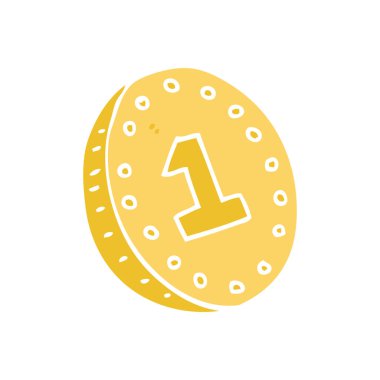 düz renk tarzı çizgi film sikke