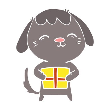 mutlu düz renk stil karikatür köpek