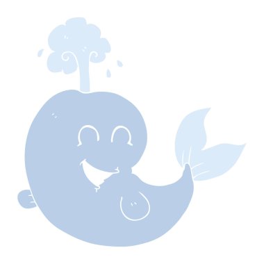 su spouting balina düz renkli çizimi