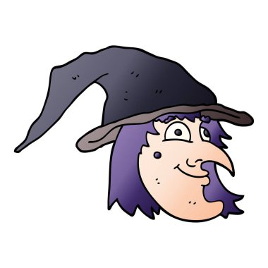 karikatür mutlu cadı doodle