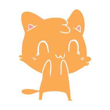 düz renk stil karikatür mutlu kedi