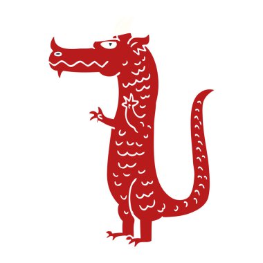 çizgi film dragon beyaz arka plan üzerinde doodle