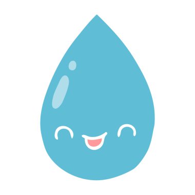 düz renk tarzı çizgi film sevimli yağmur damlası