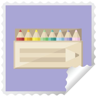 paketi kalem grafik kare etiket damga renklendirme