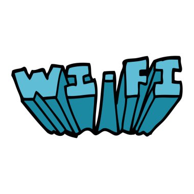 çizgi film doodle wifi yazı