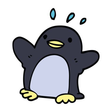 Doodle yılbaşı penguen karikatür