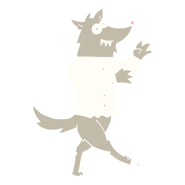Flat Color Illustration Cartoon Werewolf — Stock Vector